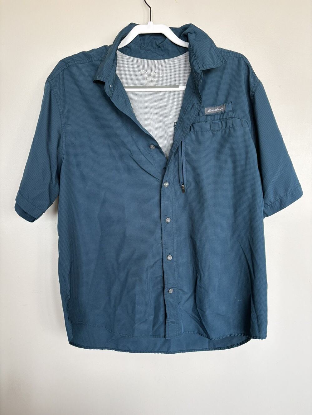 Eddie Bauer Button Down Shirt Mens XL Blue Performance Vented Hiking Fishing